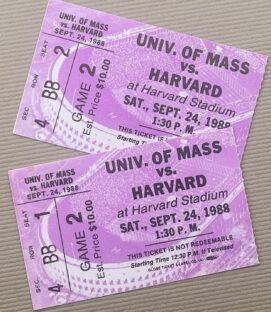 1988 U Mass vs Harvard Ticket Stubs